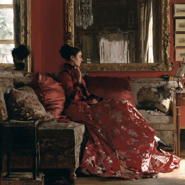 Alfred Stevens style, Midjourney V8.2, render 4 of 4