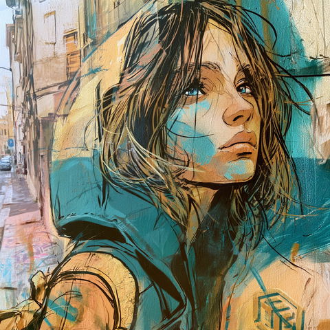 Alice Pasquini style (Street artists), Midjourney V8.2