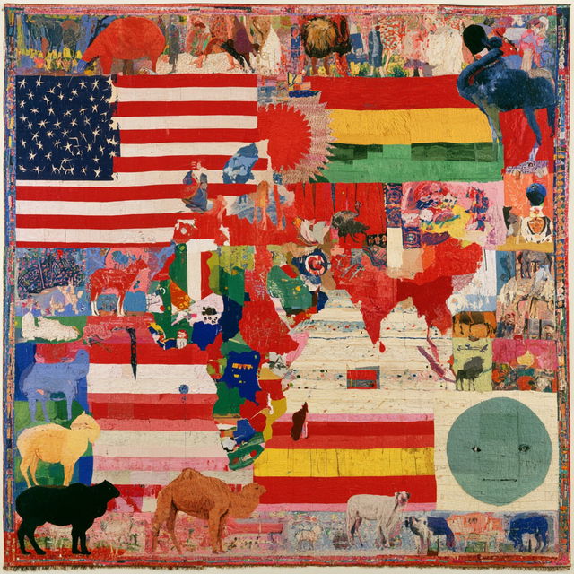 Alighiero Boetti style, Midjourney V8.2, render 2 of 4