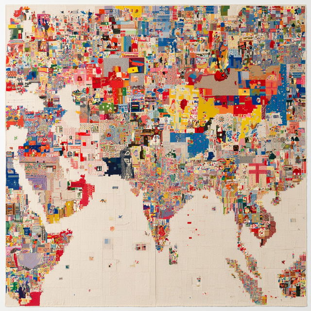 Alighiero Boetti style, Midjourney V8.2, render 4 of 4