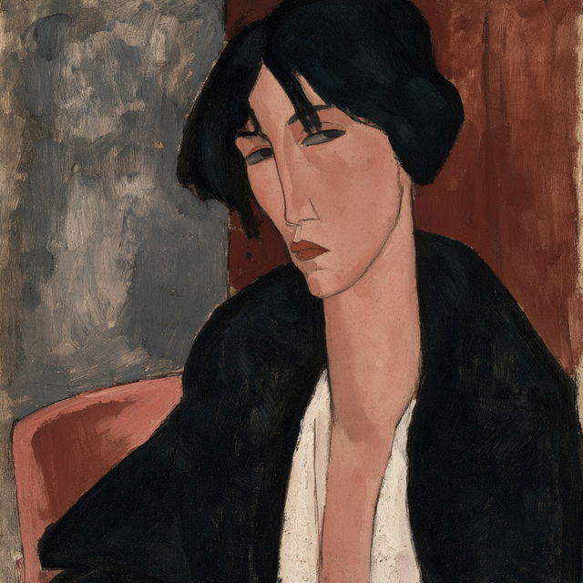 Amedeo Modigliani style, Midjourney V8.2, render 4 of 4
