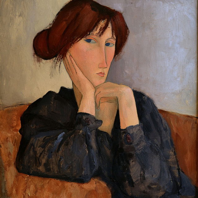 Amedeo Modigliani style, Midjourney V8.2, render 3 of 4