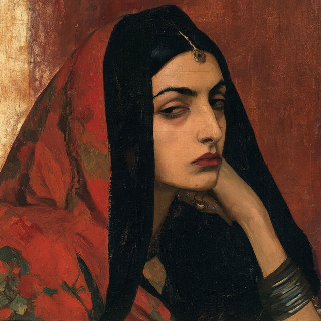 Amrita Sher-Gil style, Midjourney V8.2, render 3 of 4
