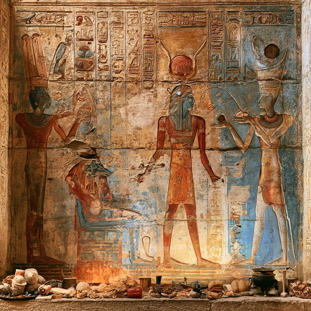 Ancient Egyptian mural style, Midjourney V8.2, render 3 of 4