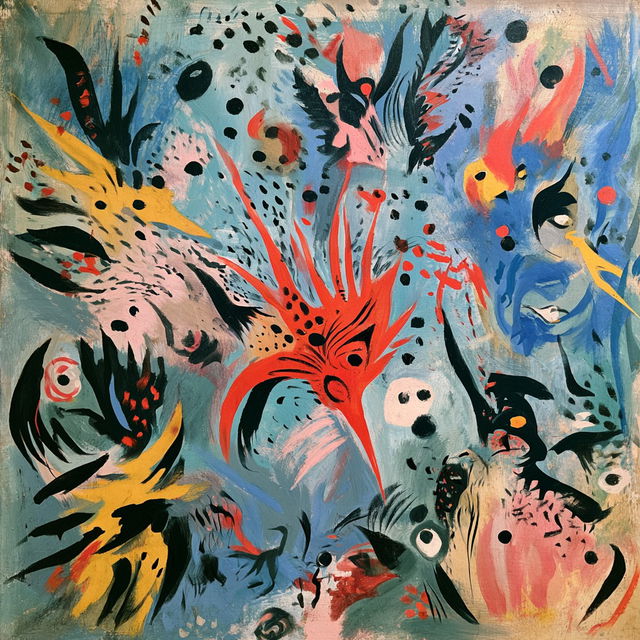 Andre Masson style, Midjourney V8.2, render 1 of 4