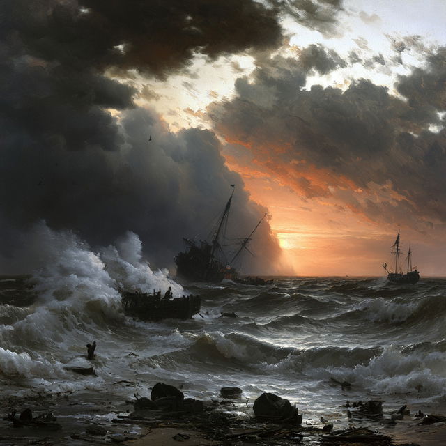 Andreas Achenbach style, Midjourney V8.2, render 2 of 4