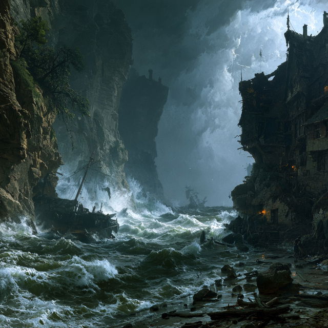 Andreas Achenbach style, Midjourney V8.2, render 1 of 4