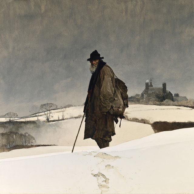 Andrew Wyeth style, Midjourney V8.2, render 2 of 4