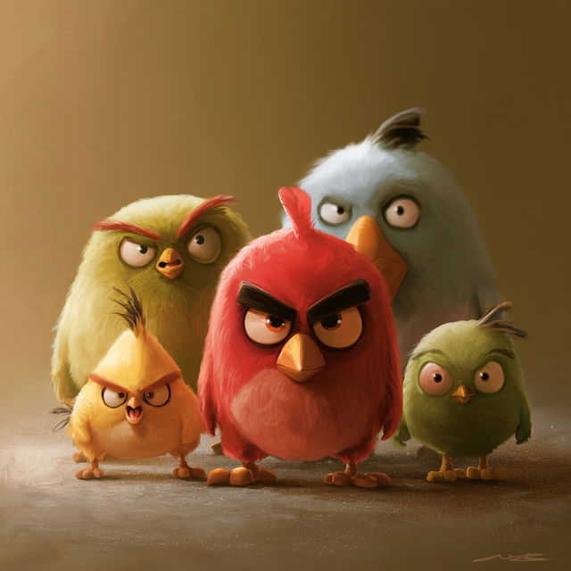 Angry Birds style, Midjourney V8.2, render 1 of 4