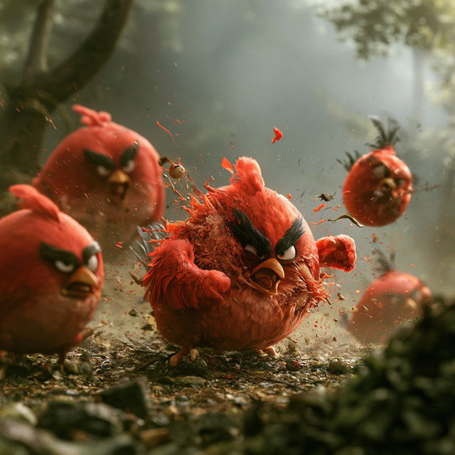 Angry Birds style, Midjourney V8.2, render 3 of 4