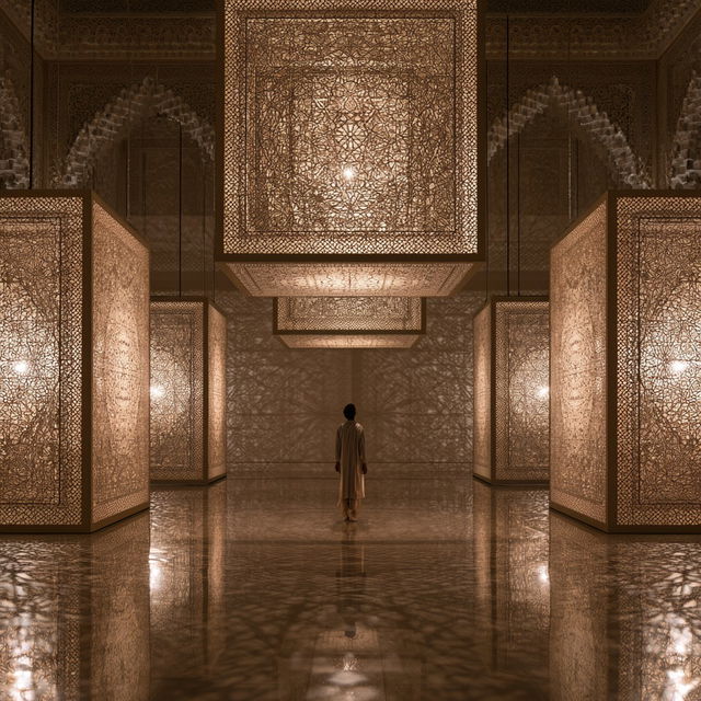 Anila Quayyum Agha style, Midjourney V8.2, render 1 of 4