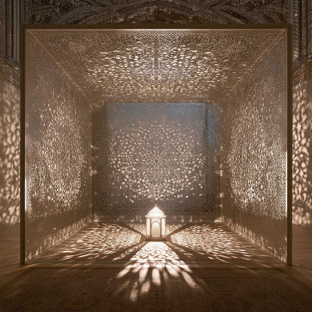 Anila Quayyum Agha style, Midjourney V8.2, render 3 of 4