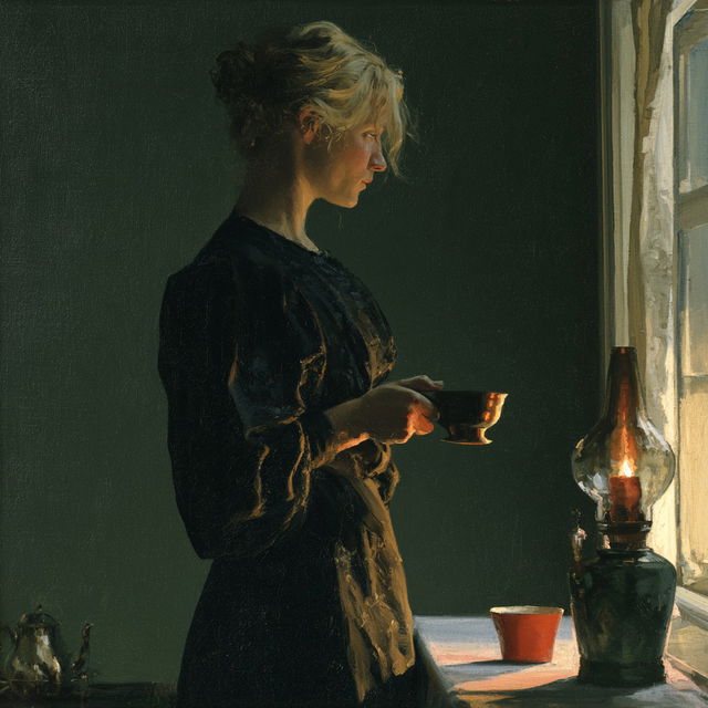 Anna Ancher style, Midjourney V8.2, render 1 of 4
