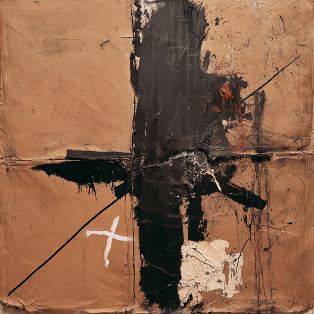 Antoni Tapies style, Midjourney V8.2, render 3 of 4