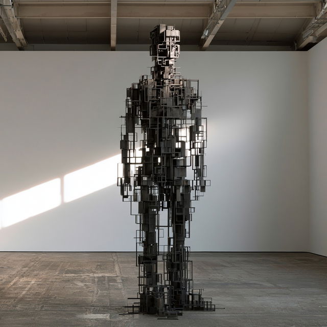 Antony Gormley style, Midjourney V8.2, render 2 of 4