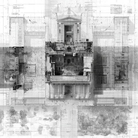 Architectural plan style (Techniques), Midjourney V8.2
