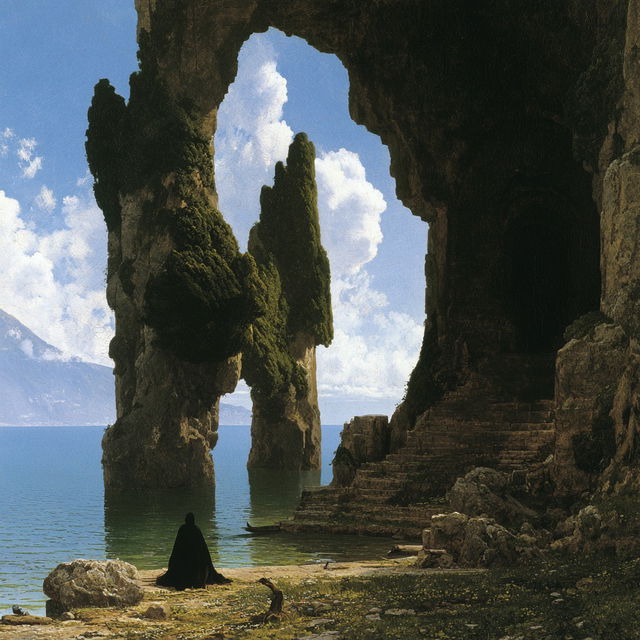 Arnold Bocklin style, Midjourney V8.2, render 2 of 4