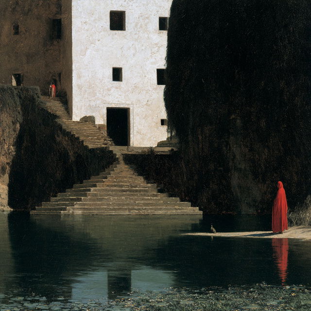 Arnold Bocklin style, Midjourney V8.2, render 3 of 4