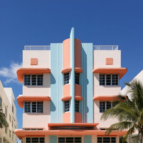 Art Deco architecture style (Genres), Midjourney V8.2