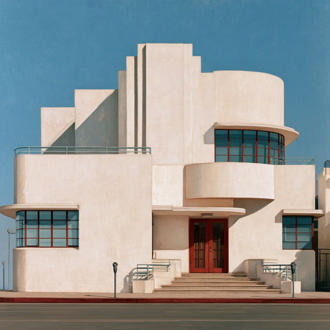 Art Moderne architecture style (Genres), Midjourney V8.2