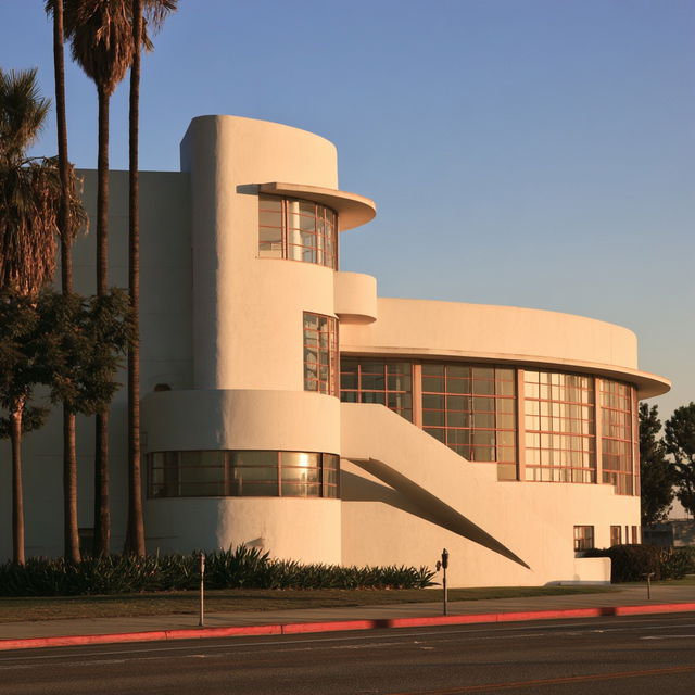 Art Moderne architecture style, Midjourney V8.2, render 3 of 4
