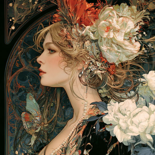 Art Nouveau style, Midjourney V8.2, render 2 of 4