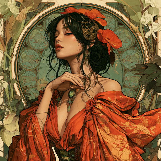 Art Nouveau style, Midjourney V8.2, render 1 of 4