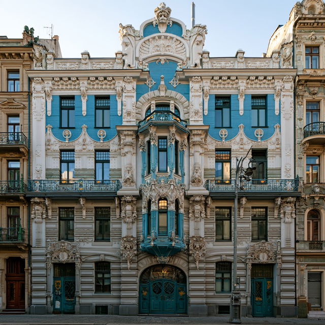 Art Nouveau architecture style, Midjourney V8.2, render 4 of 4