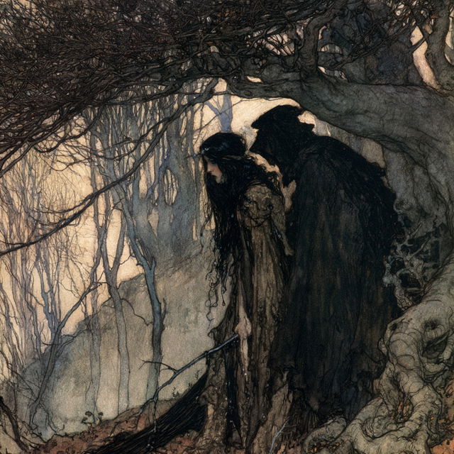 Arthur Rackham style, Midjourney V8.2, render 2 of 4