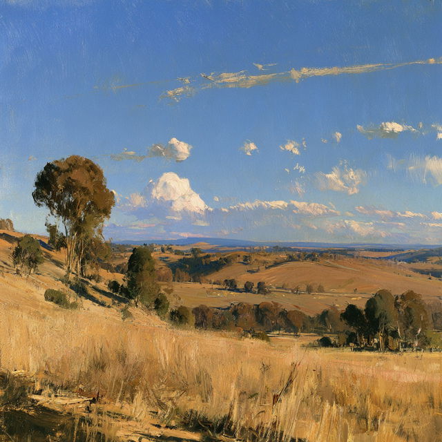 Arthur Streeton style, Midjourney V8.2, render 2 of 4