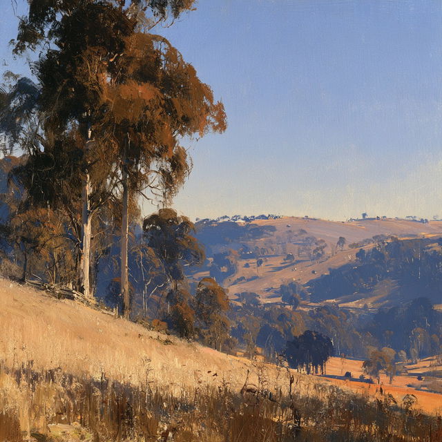 Arthur Streeton style, Midjourney V8.2, render 4 of 4