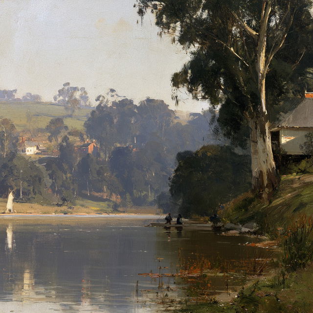 Arthur Streeton style, Midjourney V8.2, render 3 of 4