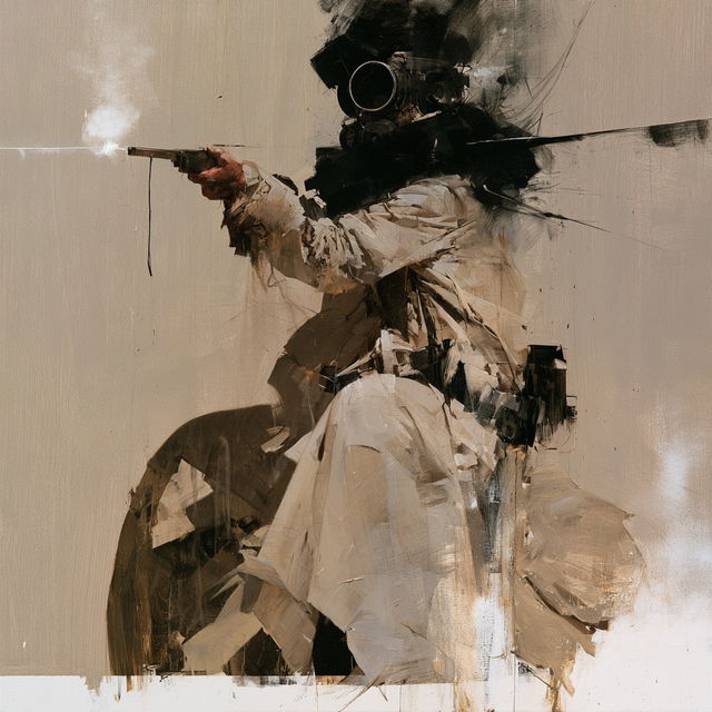 Ashley Wood style, Midjourney V8.2, render 3 of 4