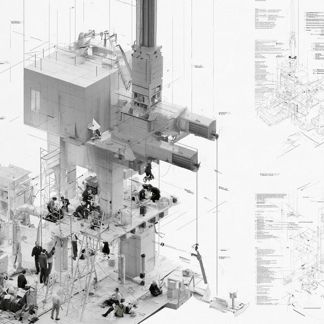 Assembly drawing style, Midjourney V8.2, render 2 of 4