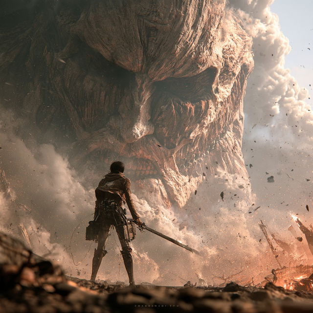 Attack on Titan style, Midjourney V8.2, render 4 of 4