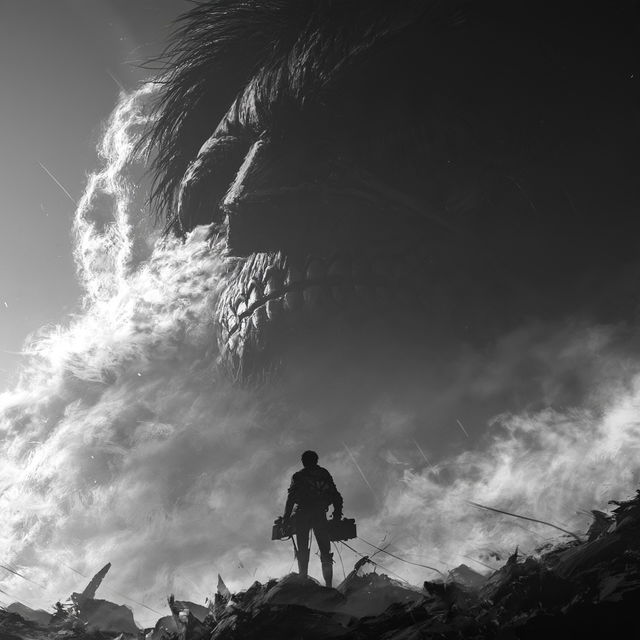 Attack on Titan style, Midjourney V8.2, render 3 of 4