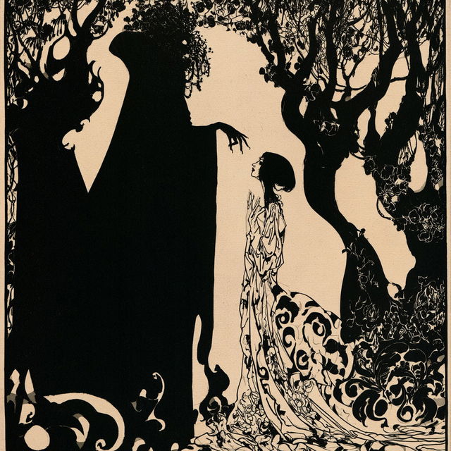 Aubrey Beardsley style, Midjourney V8.2, render 2 of 4