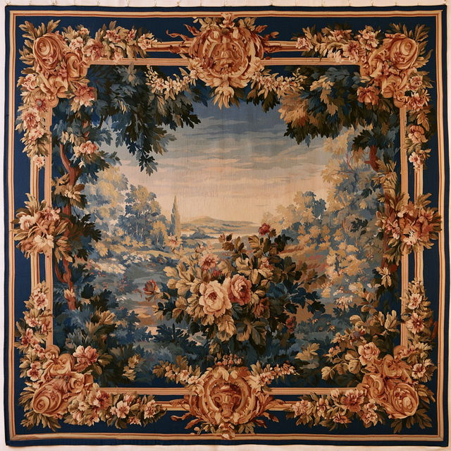 Aubusson tapestry style, Midjourney V8.2, render 2 of 4