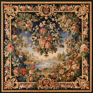 Aubusson tapestry style, Midjourney V8.2, render 3 of 4