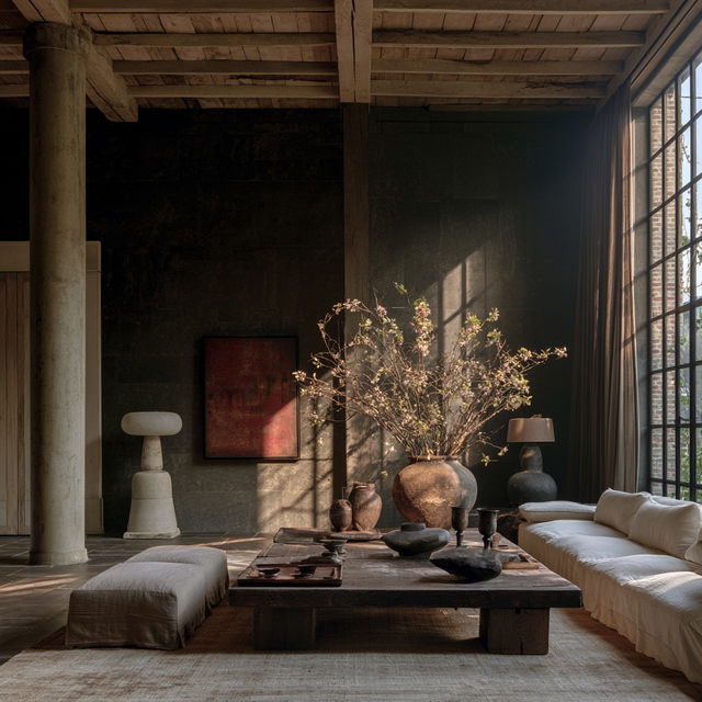 Axel Vervoordt style, Midjourney V8.2, render 4 of 4
