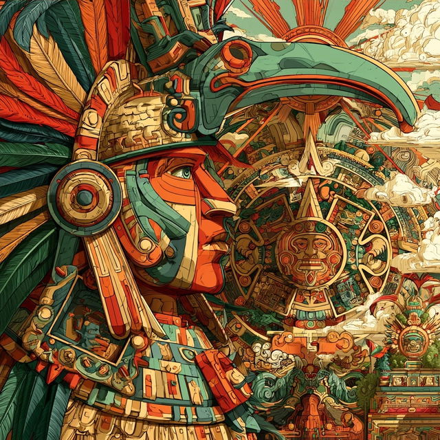 Aztec art style, Midjourney V8.2, render 4 of 4