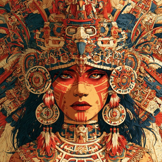 Aztec art style, Midjourney V8.2, render 2 of 4