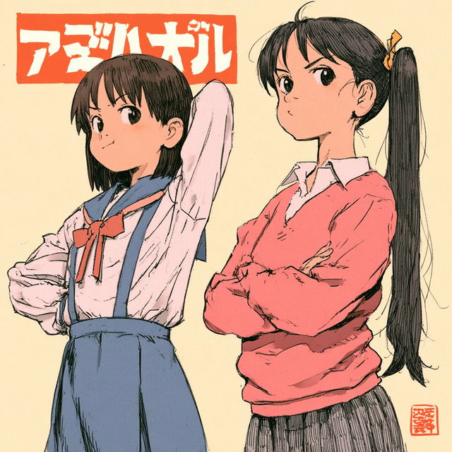 Azumanga Daioh style, Midjourney V8.2, render 2 of 4