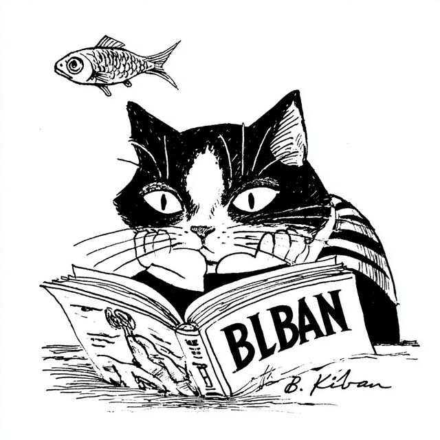 B. Kliban style, Midjourney V8.2, render 2 of 4