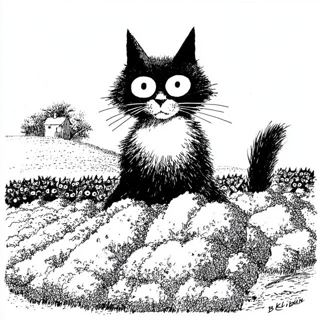 B. Kliban style, Midjourney V8.2, render 4 of 4