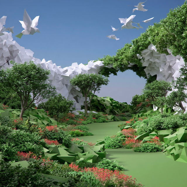 Lacquered Facet Terraces style, Midjourney V8.2, render 2 of 4