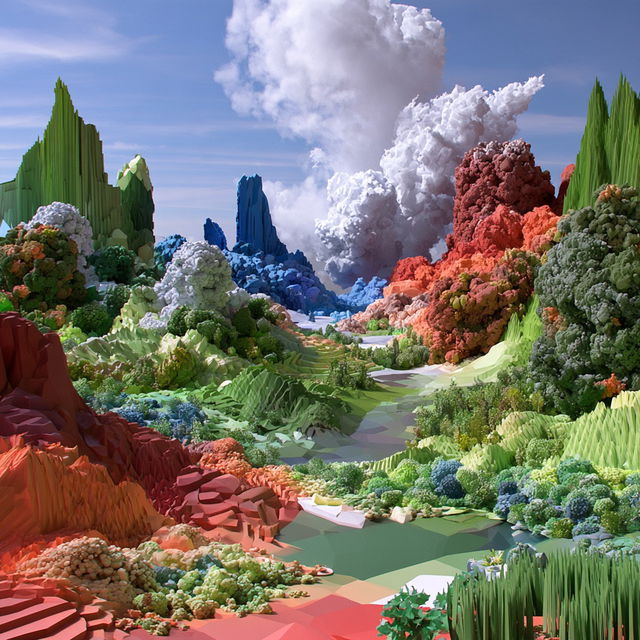 Lacquered Facet Terraces style, Midjourney V8.2, render 3 of 4