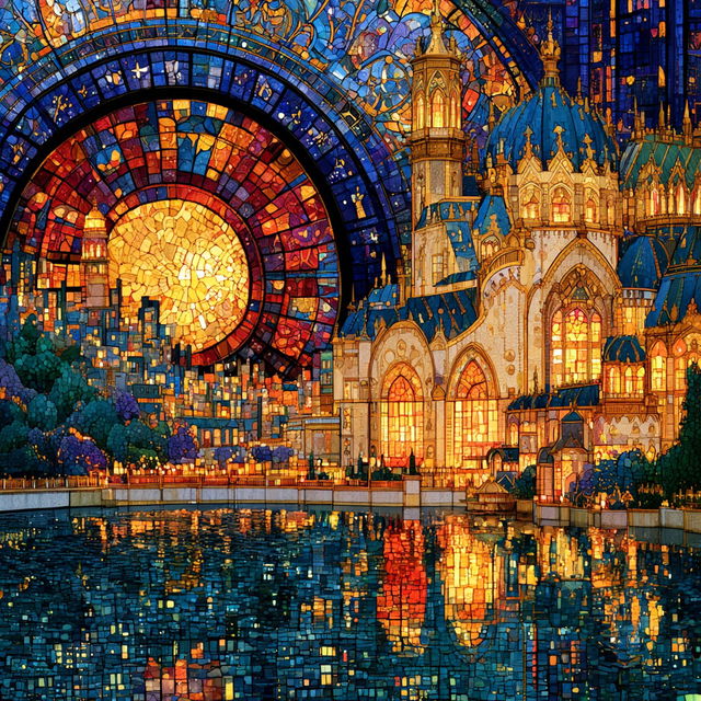Operatic Mosaic style, Midjourney V8.2, render 1 of 4