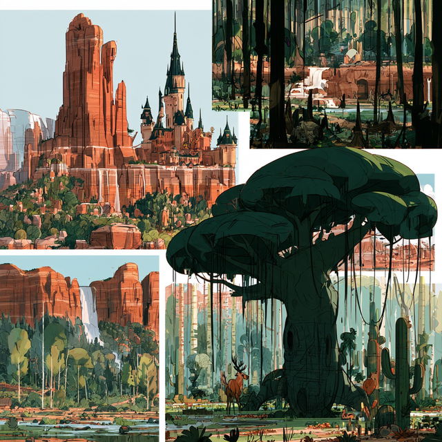 Cinnabar Cartographism style, Midjourney V8.2, render 4 of 4