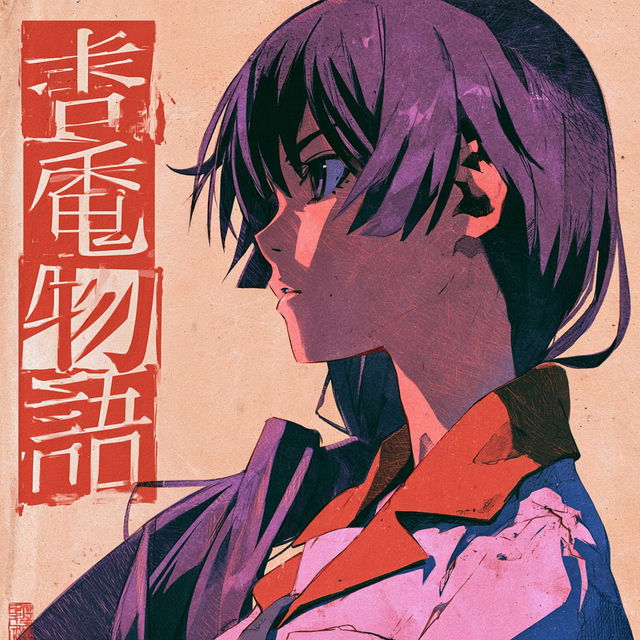 Bakemonogatari style, Midjourney V8.2, render 1 of 4